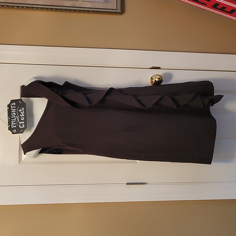 Emma & Michelle Sleeveless Dress Brown Size 10 Ruffled